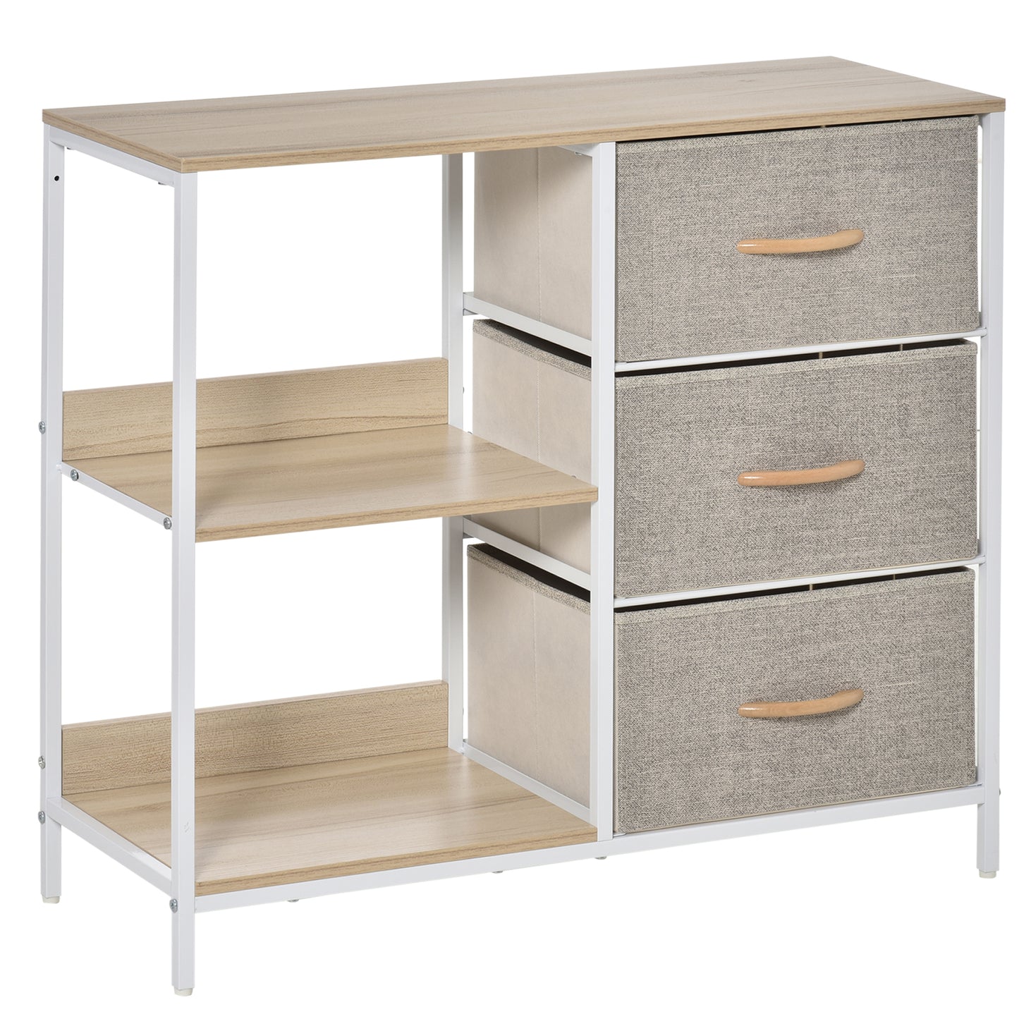 AI62 Decor 3-Drawer Chest with 2 Shelves – Beige Storage Cabinet