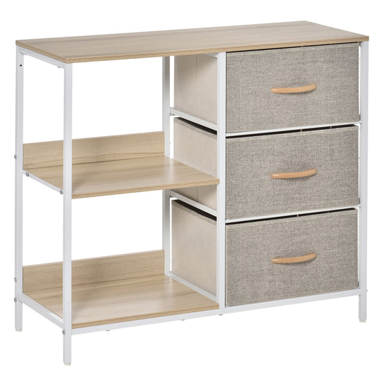 AI62 Decor 3-Drawer Chest with 2 Shelves – Beige Storage Cabinet