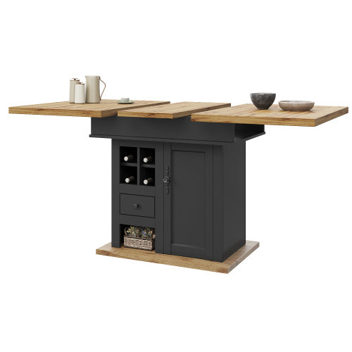Foldable Telescopic Dining Table with Wine Rack AI62Decor