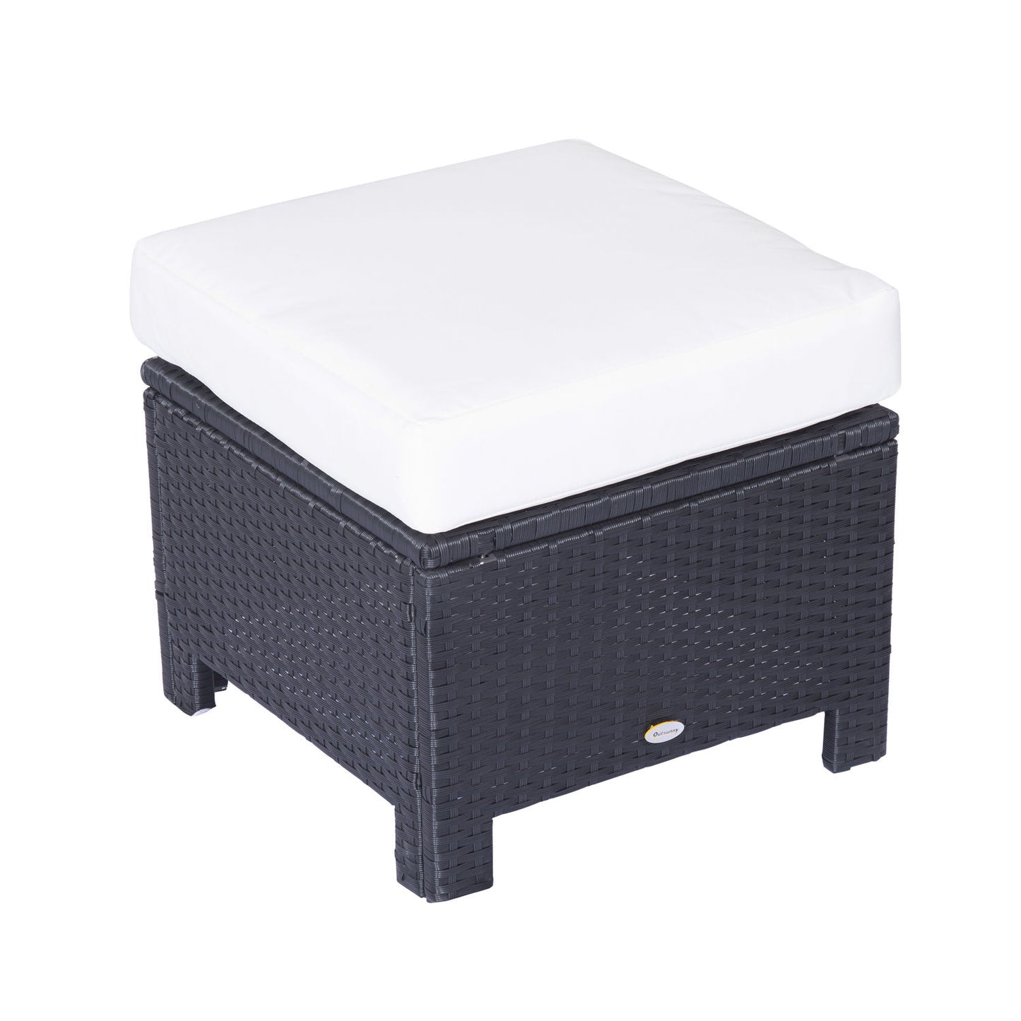 AI62 Decor Rattan Outdoor Wicker Ottoman with Cushion