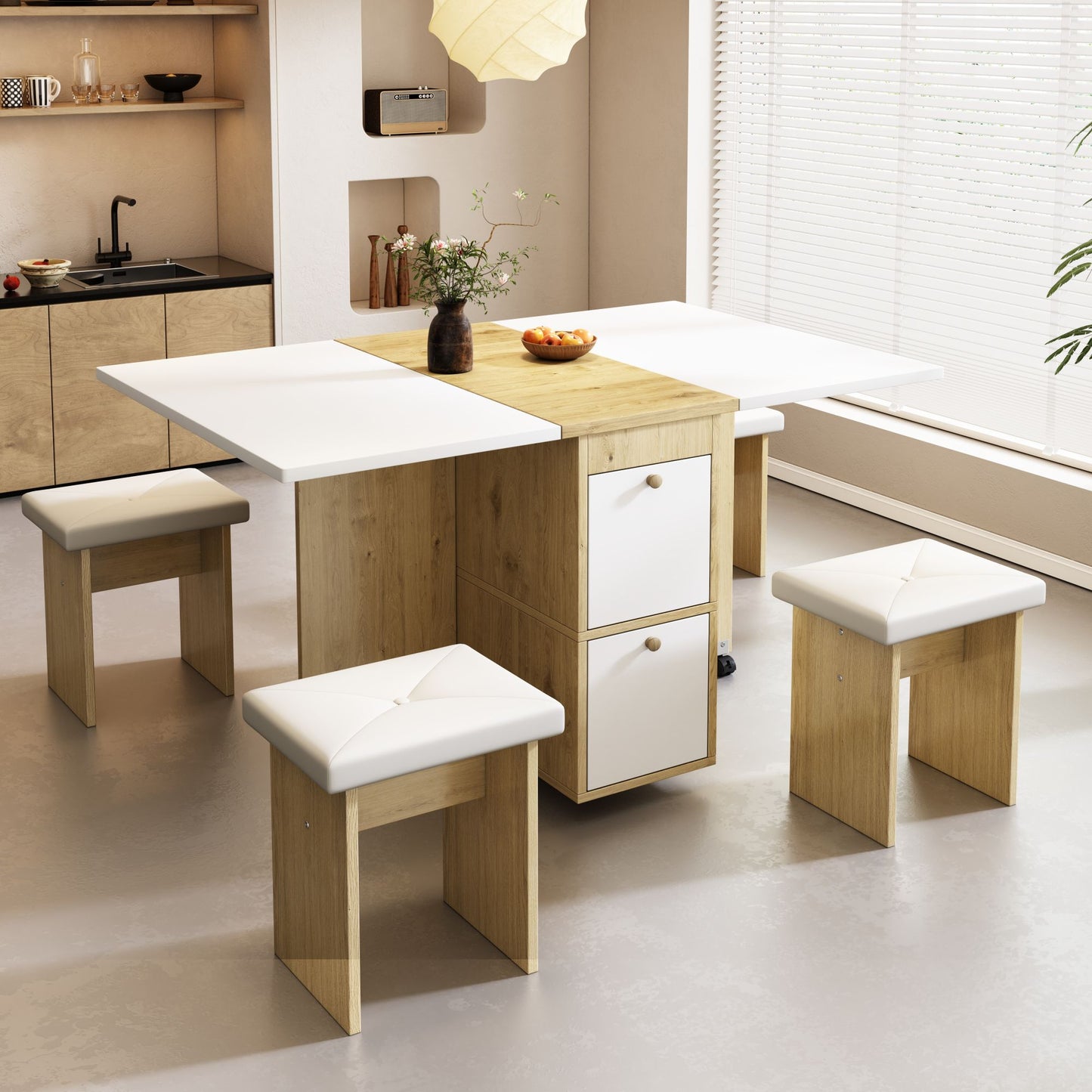 AI62 Decor 120x80x75cm Extendable Dining Table & 4 Chairs