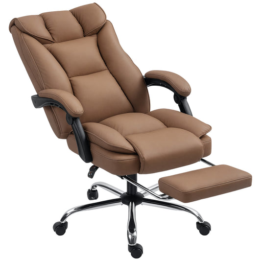 AI62 Decor Reclining Faux Leather Swivel Office Chair - Brown