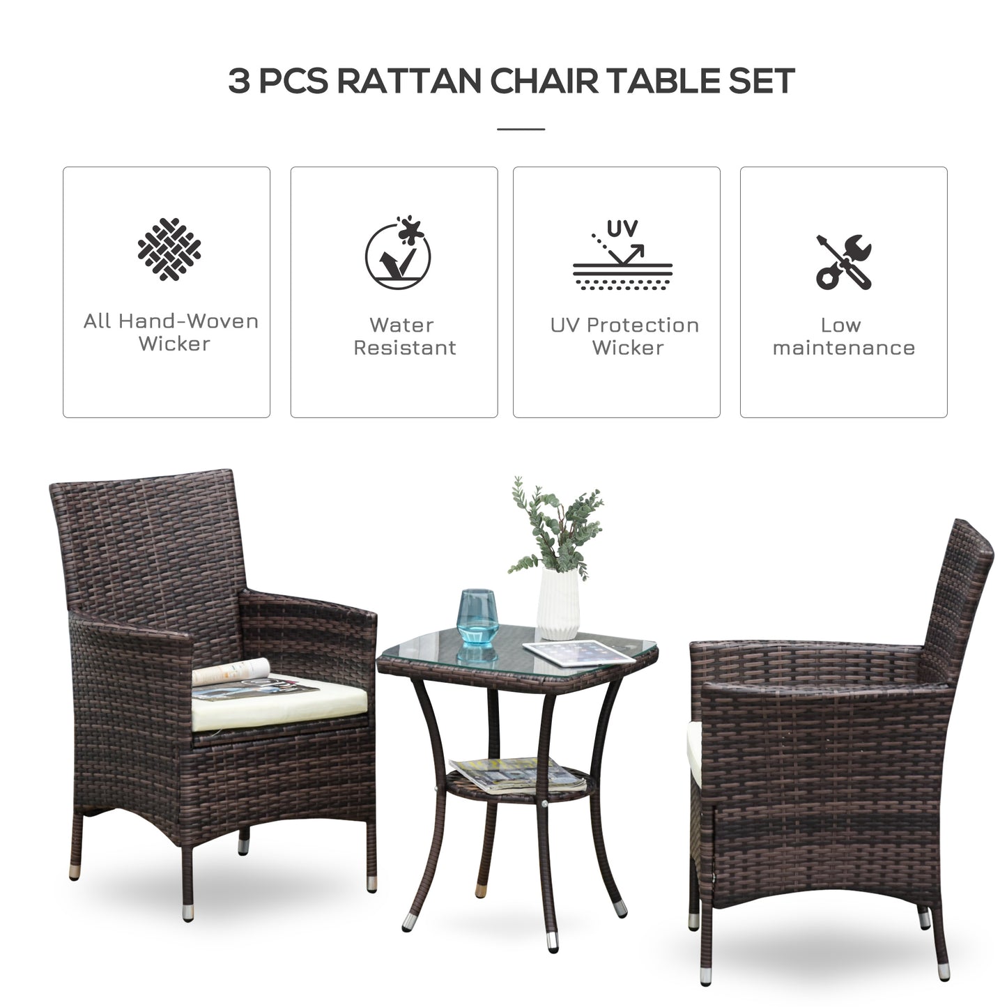 AI62 Decor Three-Piece Rattan Chair Set