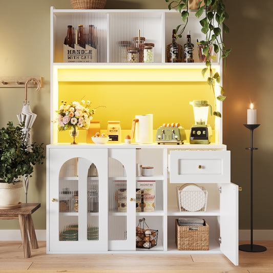 AI62 Decor Modern Tall Display Cabinet with LED Lights