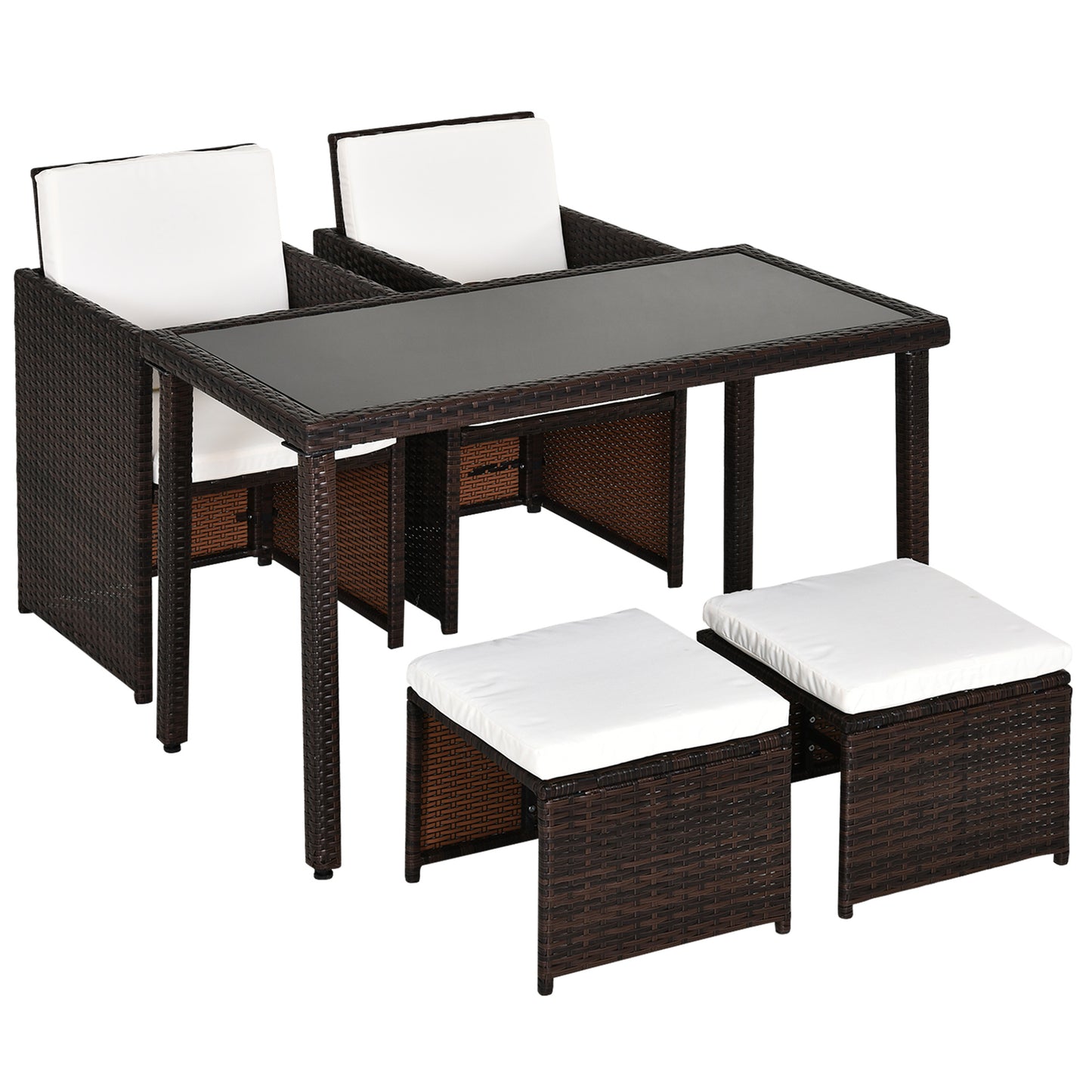 AI62 Decor 2-Seater Rattan Garden Dining Set with Cushions – Brown