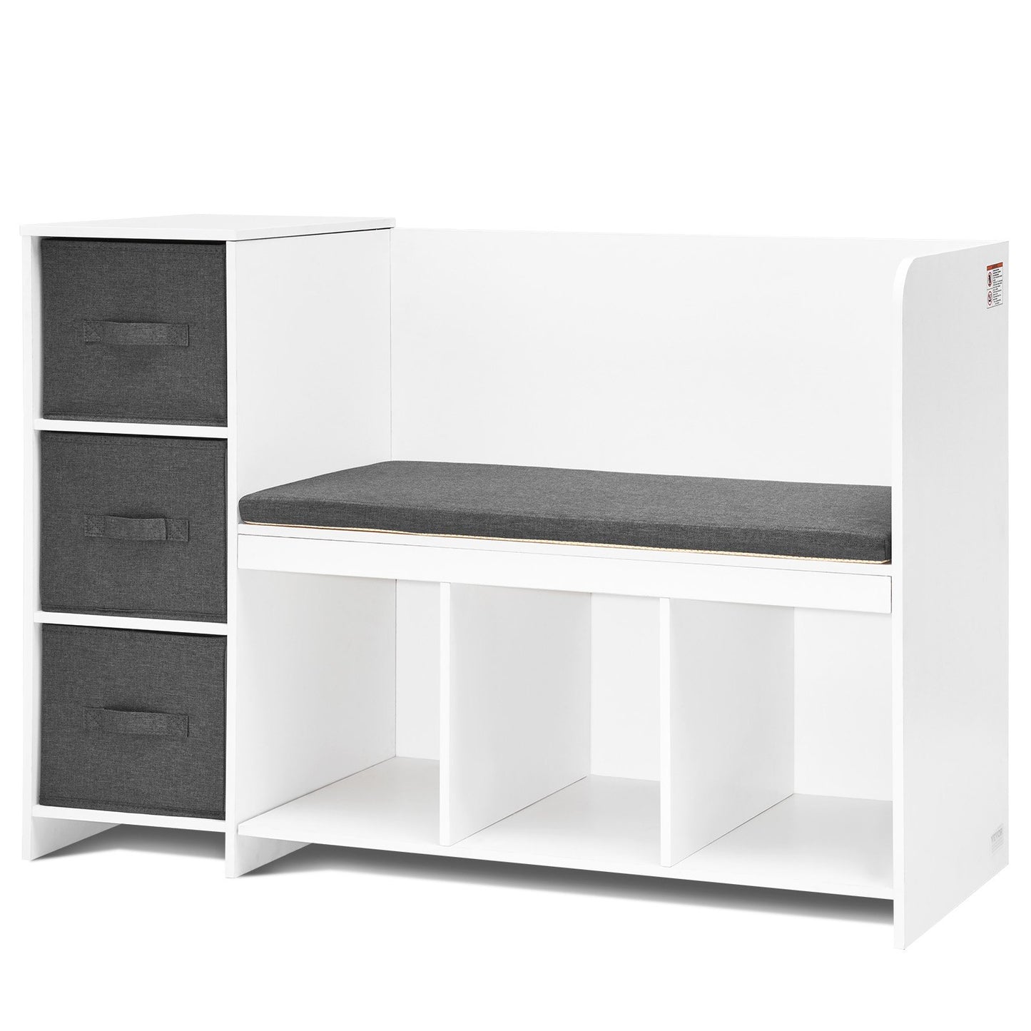 AI62 Decor Kids Reading Nook Bench with Storage & Drawers, White