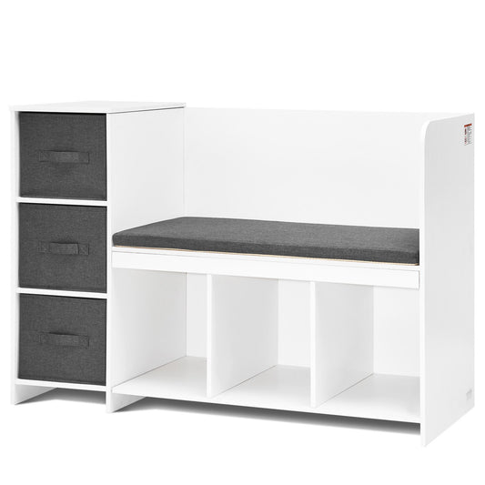 AI62 Decor Kids Reading Nook Bench with Storage & Drawers, White