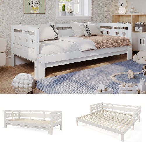AI62 Decor Heart-Shaped Daybed with Pull-Out Trundle