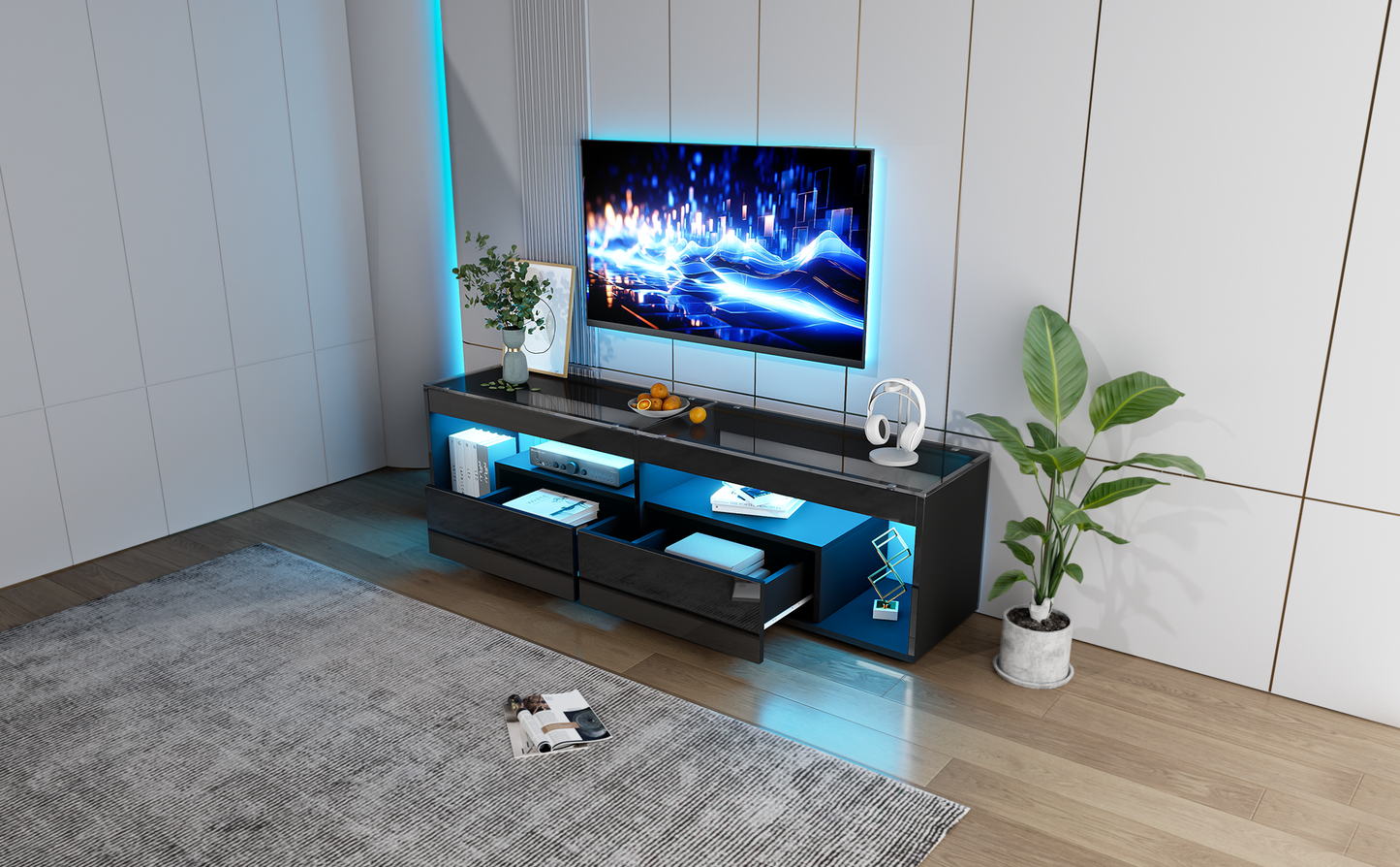 AI62 Decor High Gloss TV Stand with LED & Drawers – 180×40×46cm