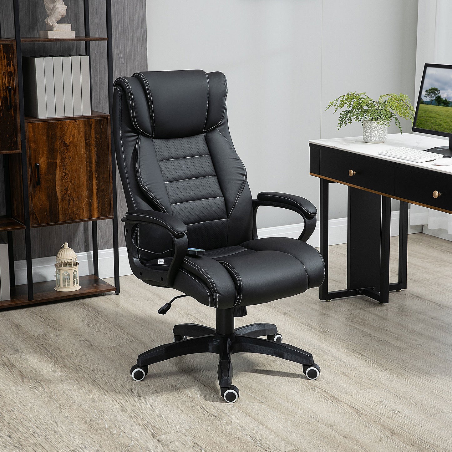 AI62 Decor Vinsetto PU Office Chair With 6-Point Massage – Black