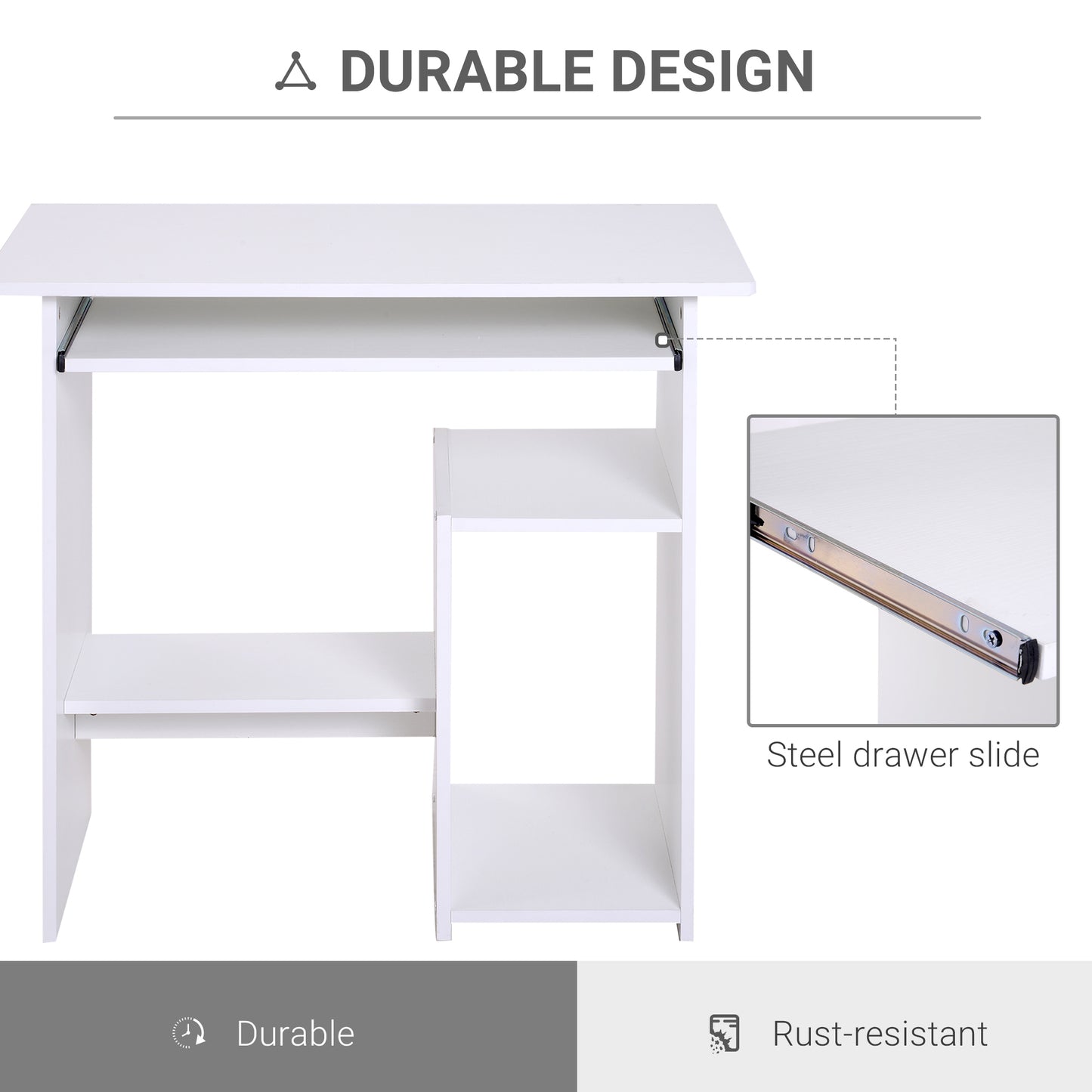 AI62 Decor Compact White Computer Desk with Storage Shelf