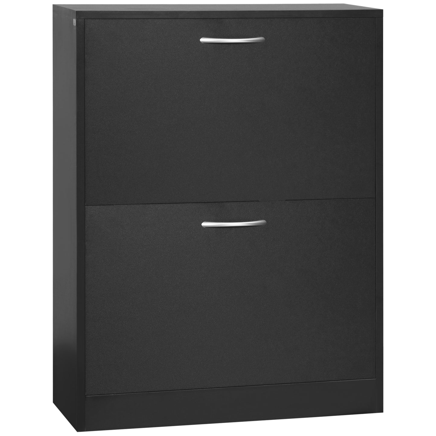 AI62 Decor 2-Drawer Narrow Shoe Cabinet with Flip Doors – Black