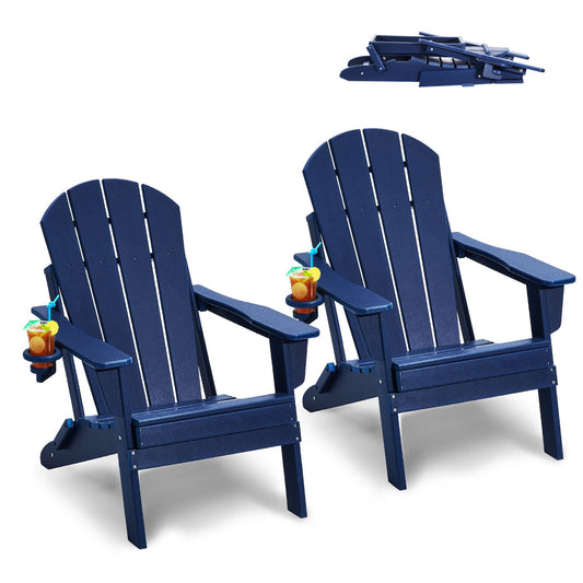 AI62 Decor Set of 2 Adirondack Folding Chairs – Navy Blue