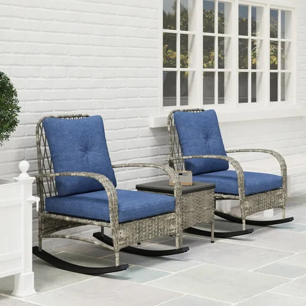 Rattan Chaise Lounge & Wicker Furniture Set AI62Decor