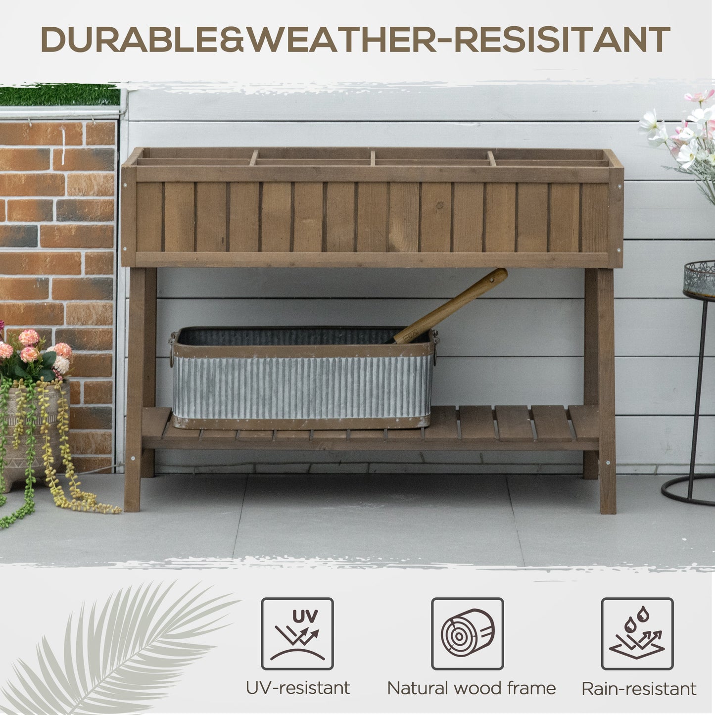 AI62 Decor  Brown 8-Box Herb Planter Garden Stand