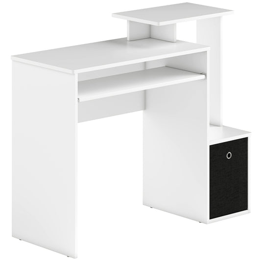 AI62 Decor Computer Desk with Keyboard Tray & Storage Drawer – White