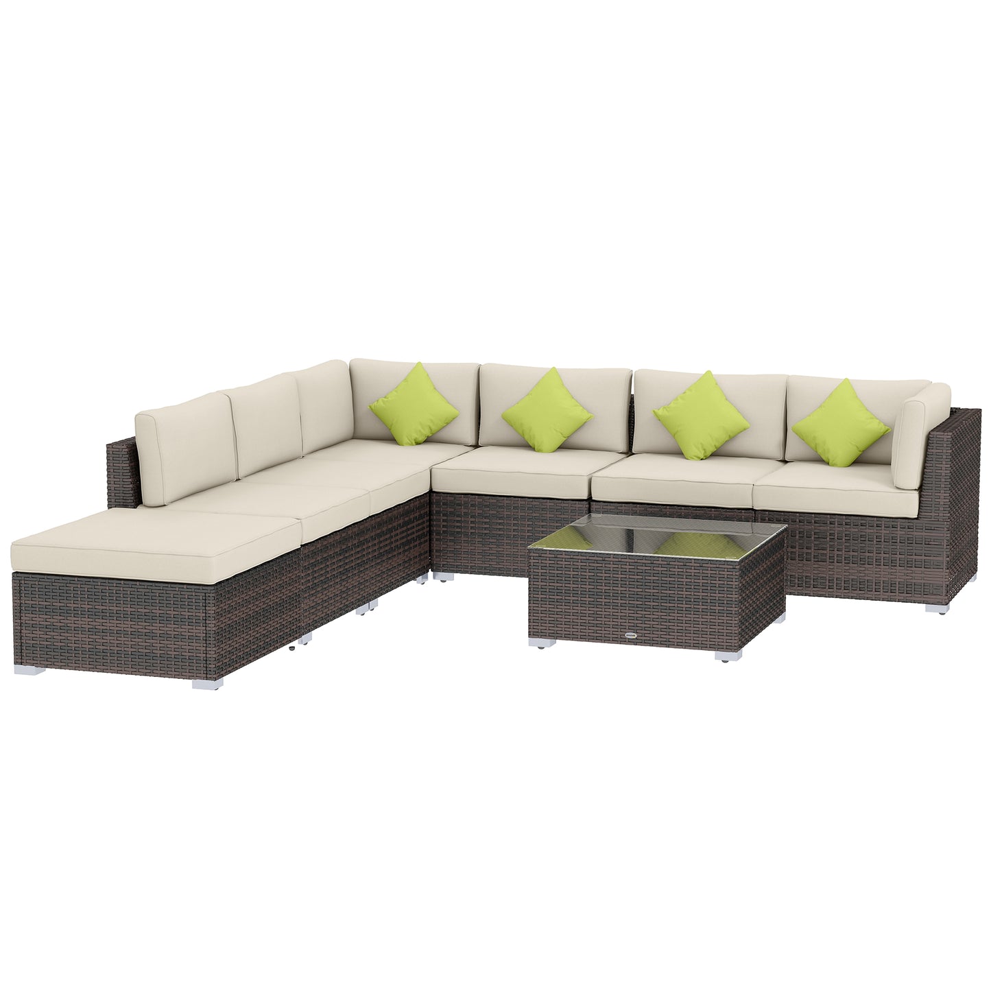 AI62 Decor 8-Piece Rattan Corner Sofa Set – Brown