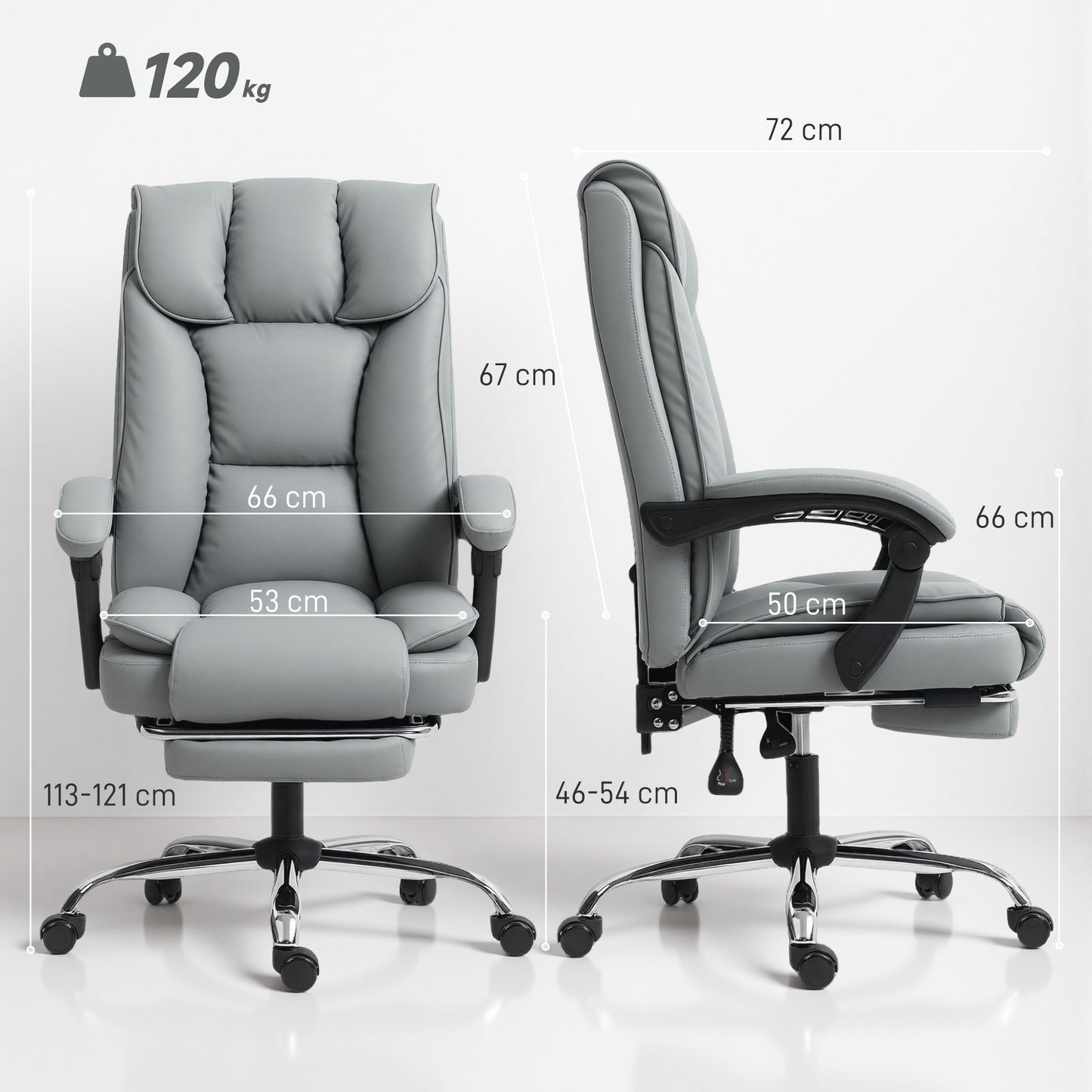 AI62 Decor Reclining Faux Leather Swivel Office Chair -Black