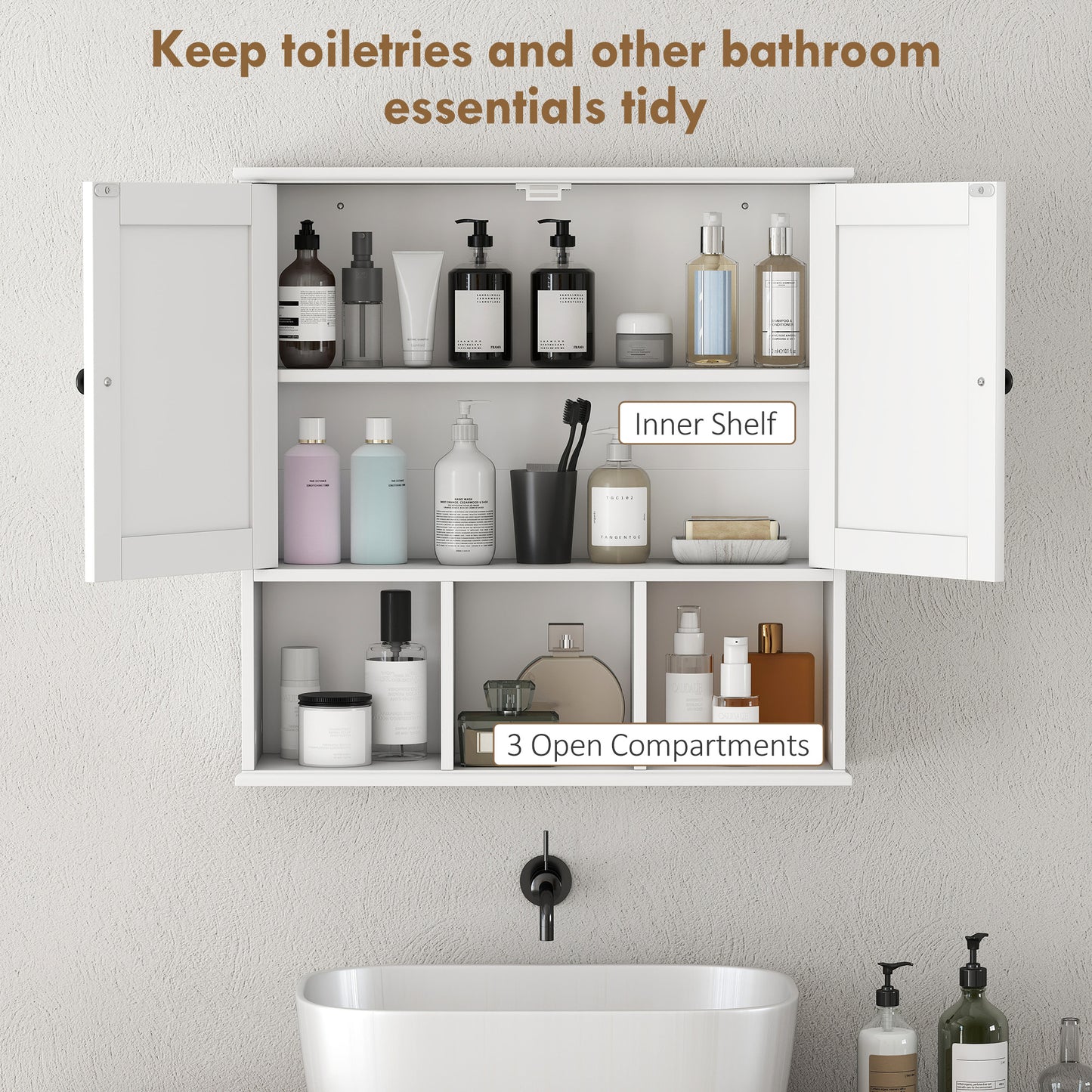 AI62Decor White Wall-Mounted Medicine Cabinet with Open Compartments