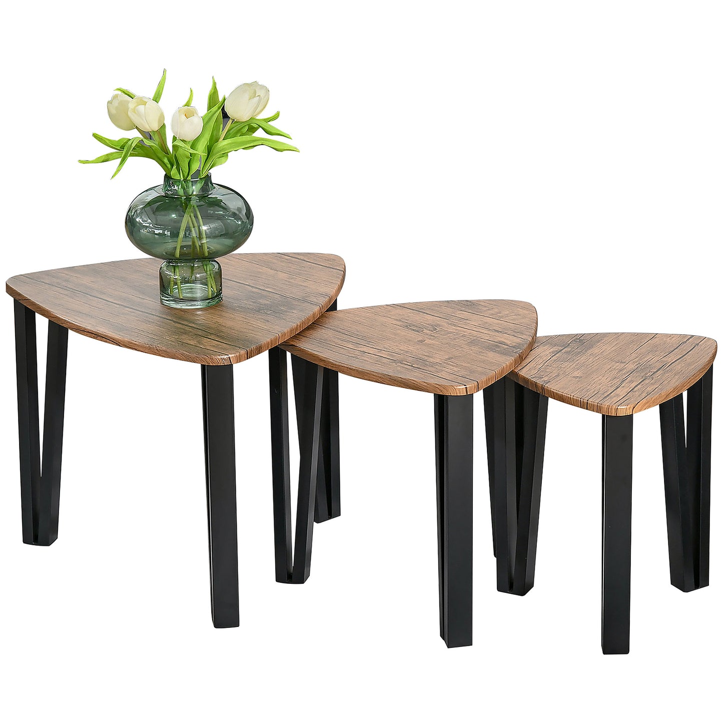 AI62 Decor Set of 3 Nesting Tables with Metal Legs