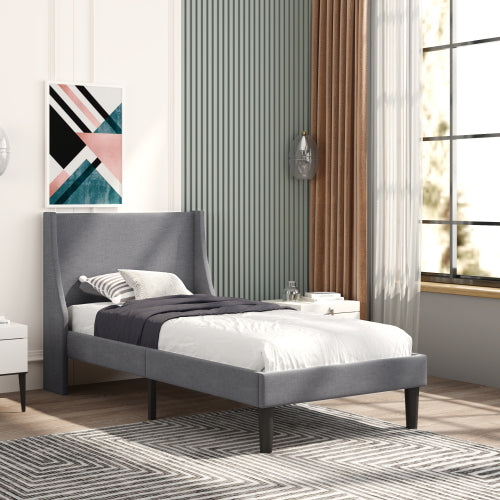 AI62 Decor Single Velvet Upholstered Bed 3FT, Dark Green, Winged Headboard