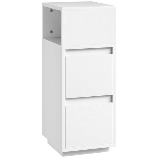 AI62 Decor Narrow White Bedside Cabinet with Storage Drawers