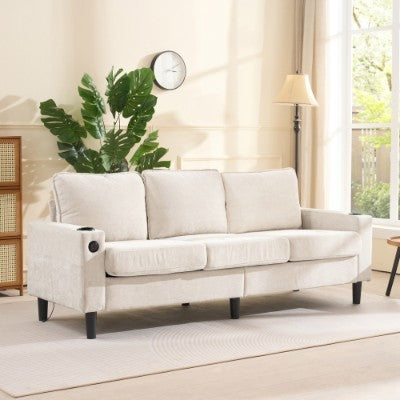 L-Shaped Sectional Sofa with USB & Cup Holders AI62Decor