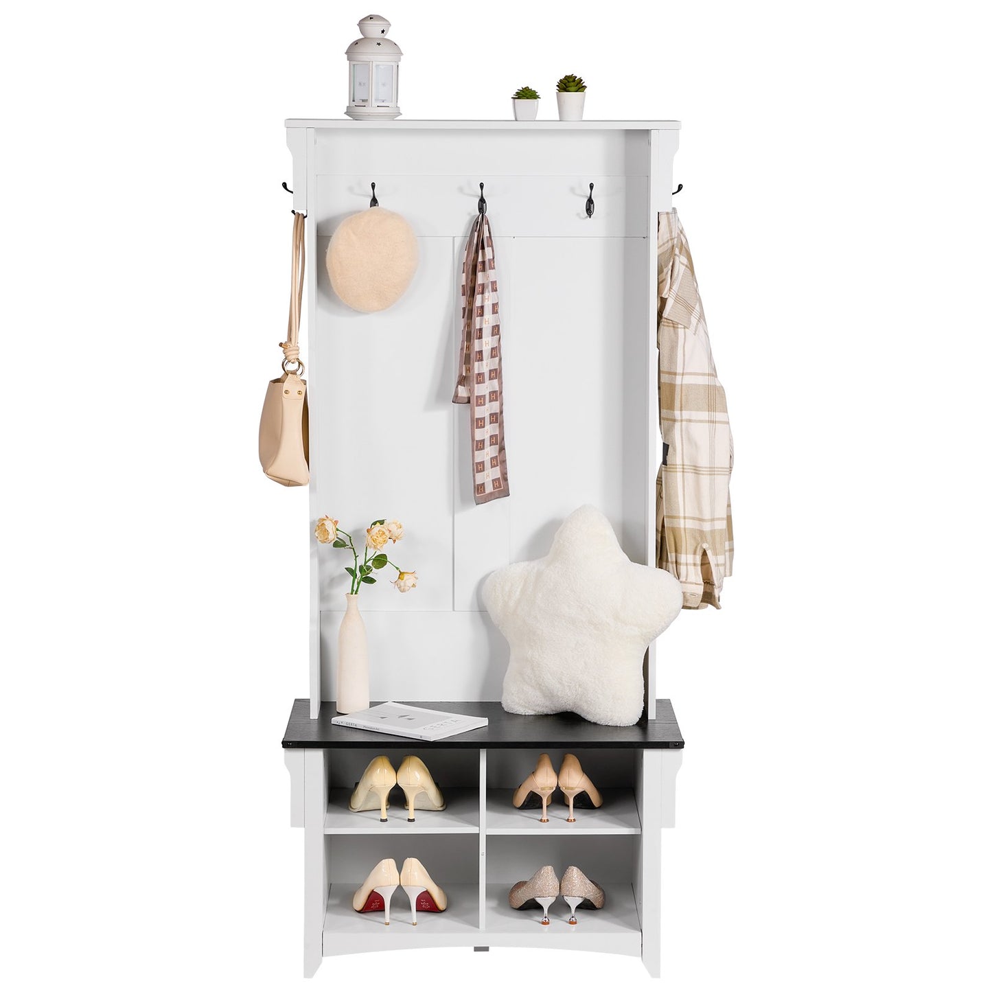 AI62 Decor Wooden Hall Tree with Bench