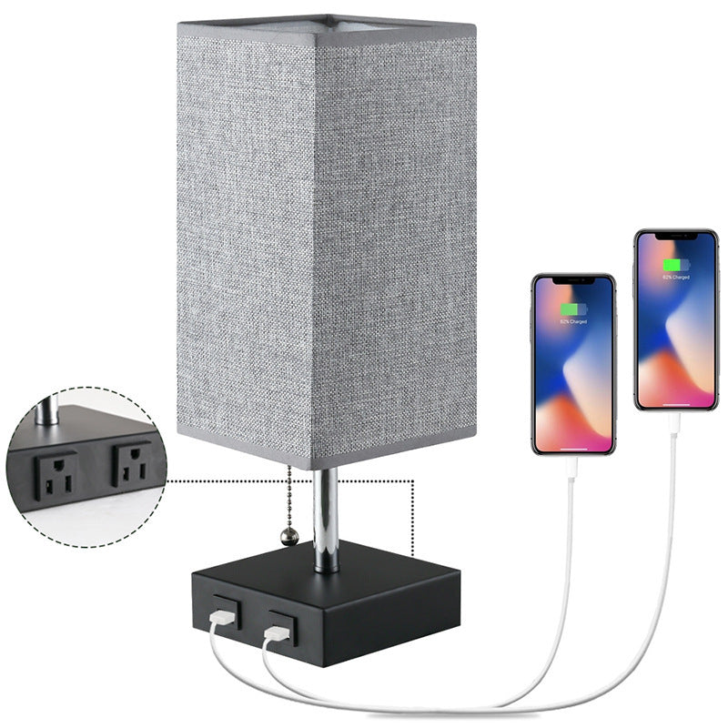AI62 Decor Linen Square Table Lamp for Study & Bedroom