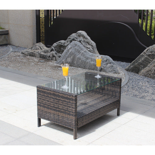 AI62 Decor Outdoor Patio Coffee Table with Tempered Glass