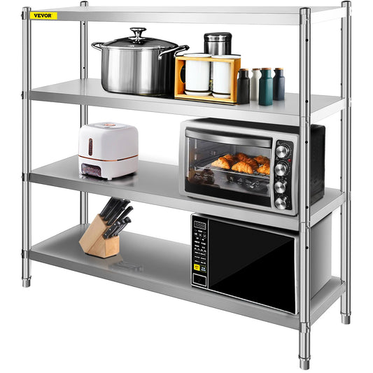 AI62 Decor 4-Tier Stainless Steel Storage Shelf, 70.9×17.7×59.1 in, Heavy Duty