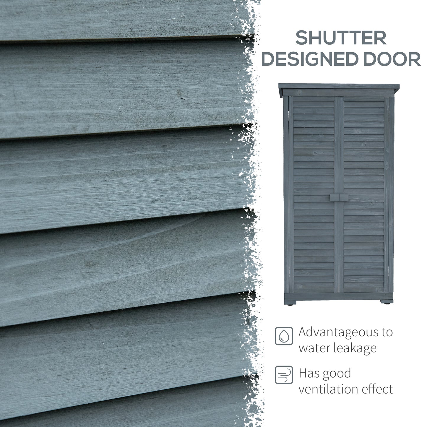 AI62 Decor 39.5 X 79cm Fir Wood Garden Shed - Grey