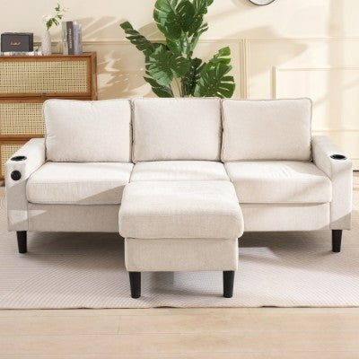 AI62 Decor L-Shaped Sectional Sofa with USB & Cup Holders