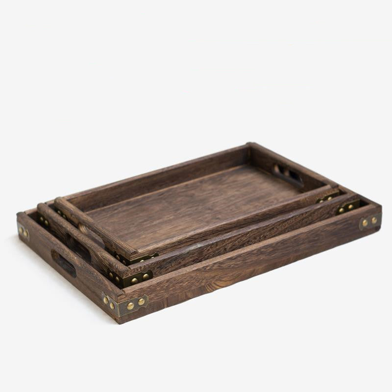 Wooden Rectangular Tea & Fruit Tray AI62Decor