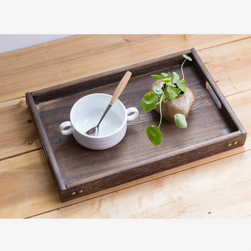Wooden Rectangular Tea & Fruit Tray AI62Decor