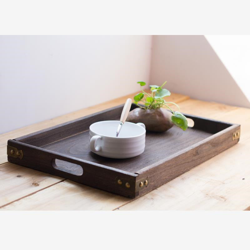 Wooden Rectangular Tea & Fruit Tray AI62Decor