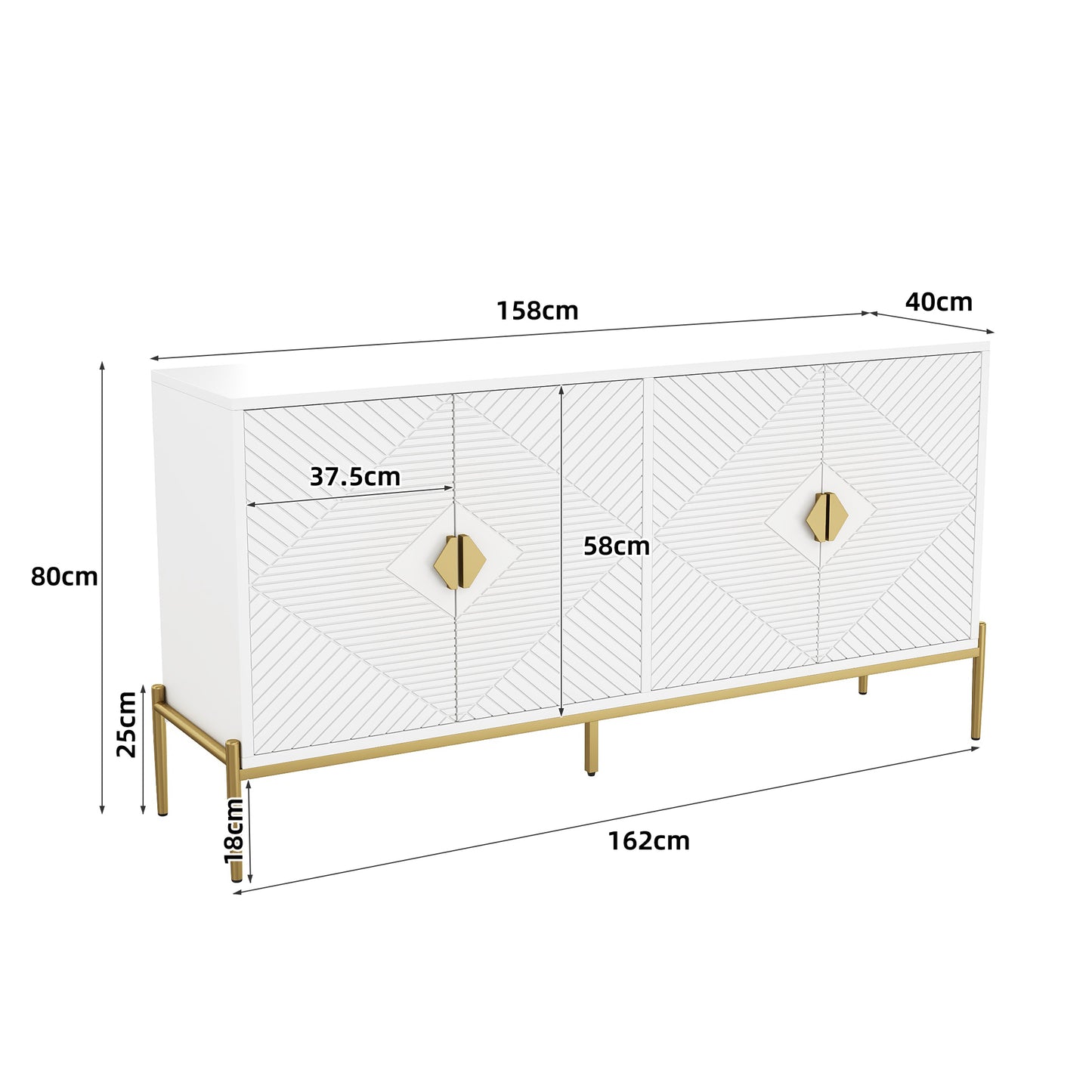 AI62 Decor  Modern Storage Sideboard Cabinet 162x40x80cm
