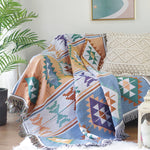 Bohemian Sofa Cover & Geometric Knitted Throw Blanket AI62Decor
