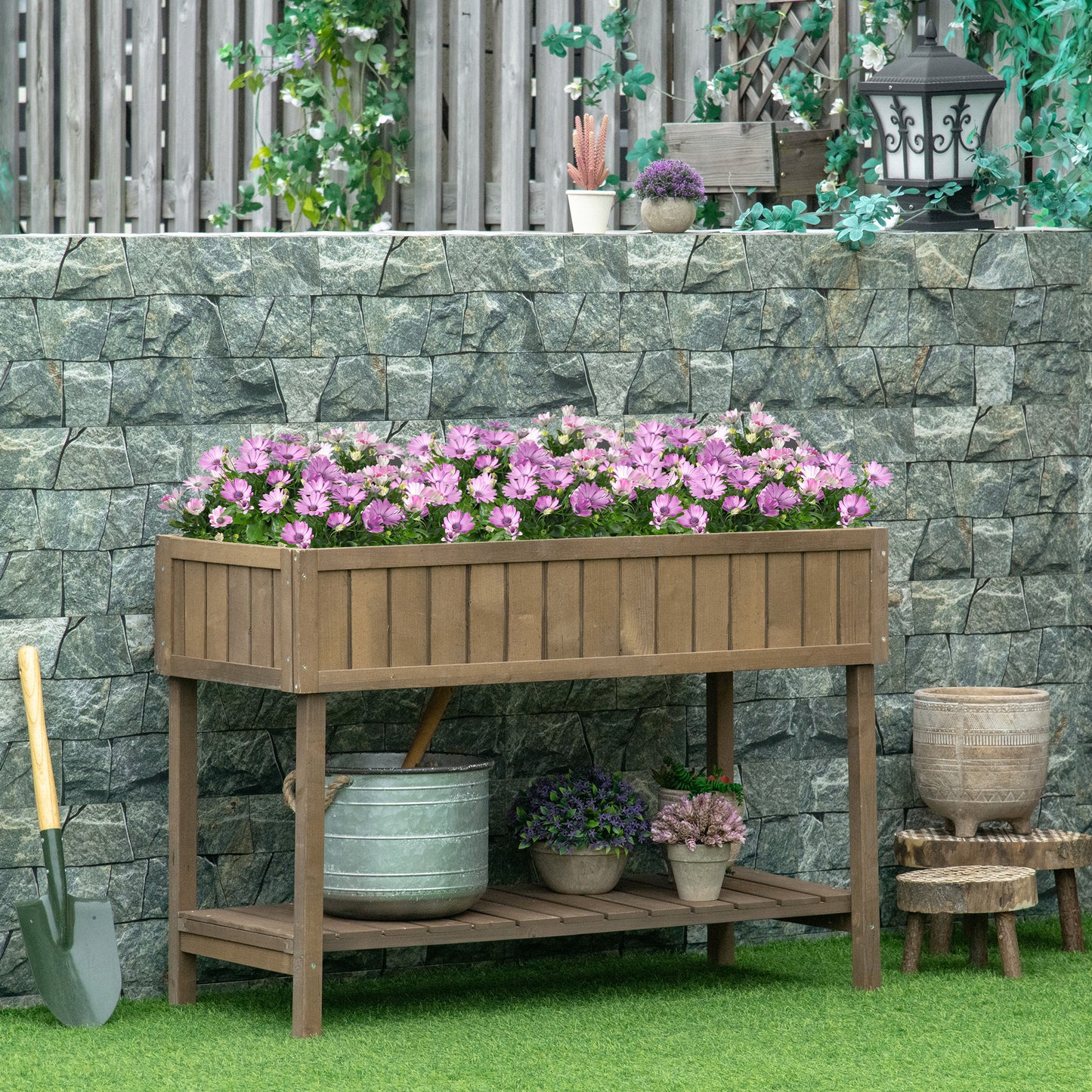 AI62 Decor  Brown 8-Box Herb Planter Garden Stand