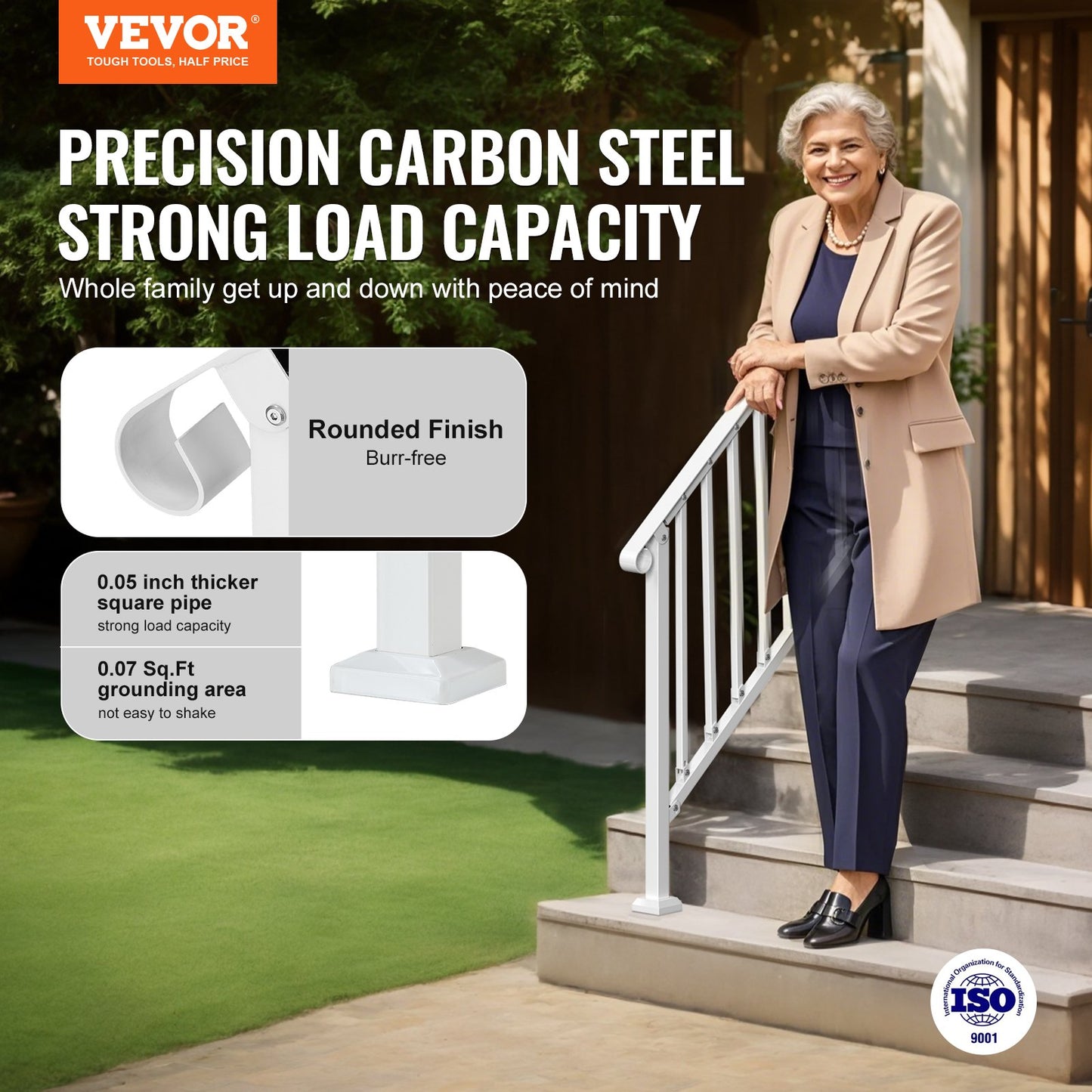AI62 Decor Outdoor Stair Handrails – 3-4 Step Kit