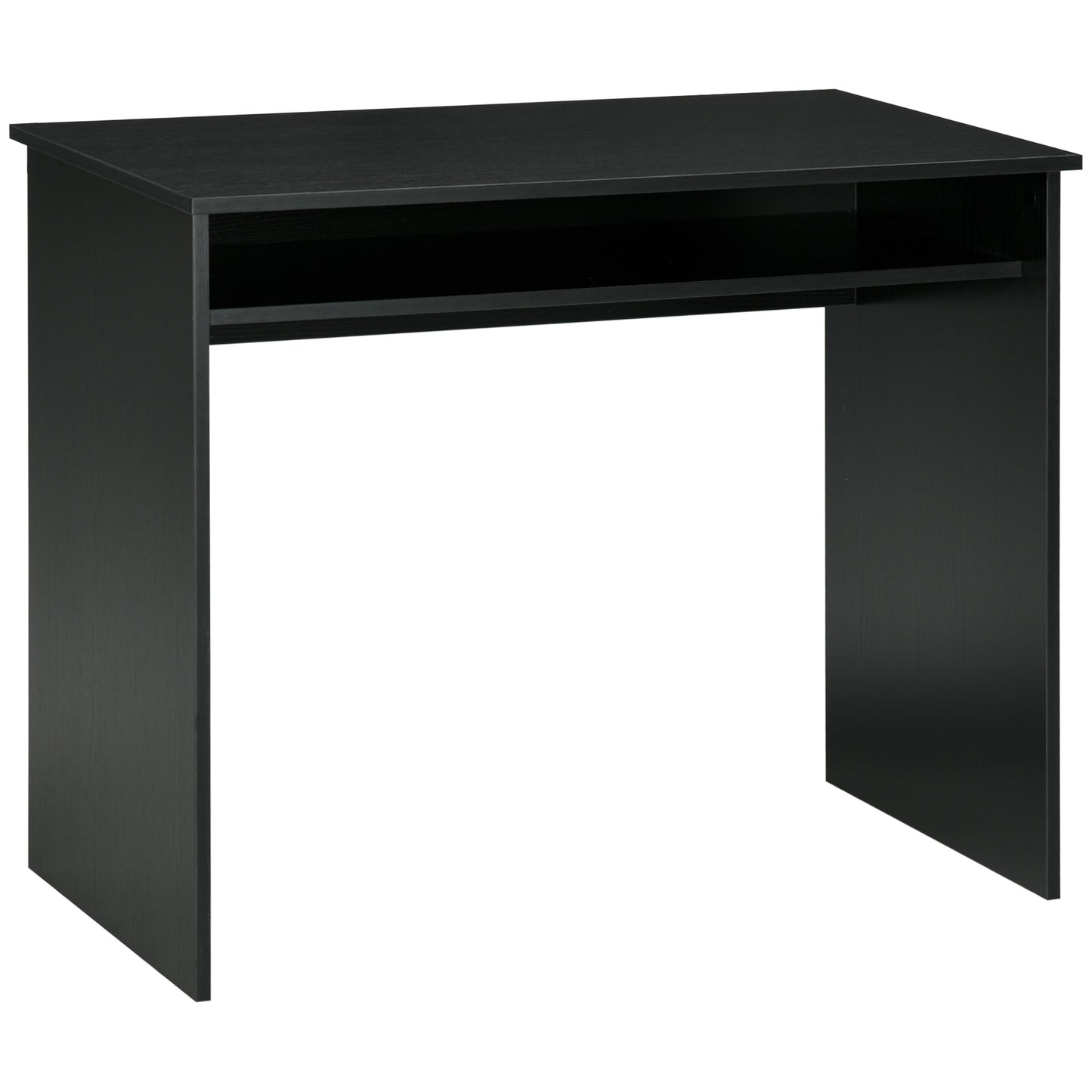 AI62 Decor 90cm Modern Computer Desk with Storage Shelf – Black Wood Grain