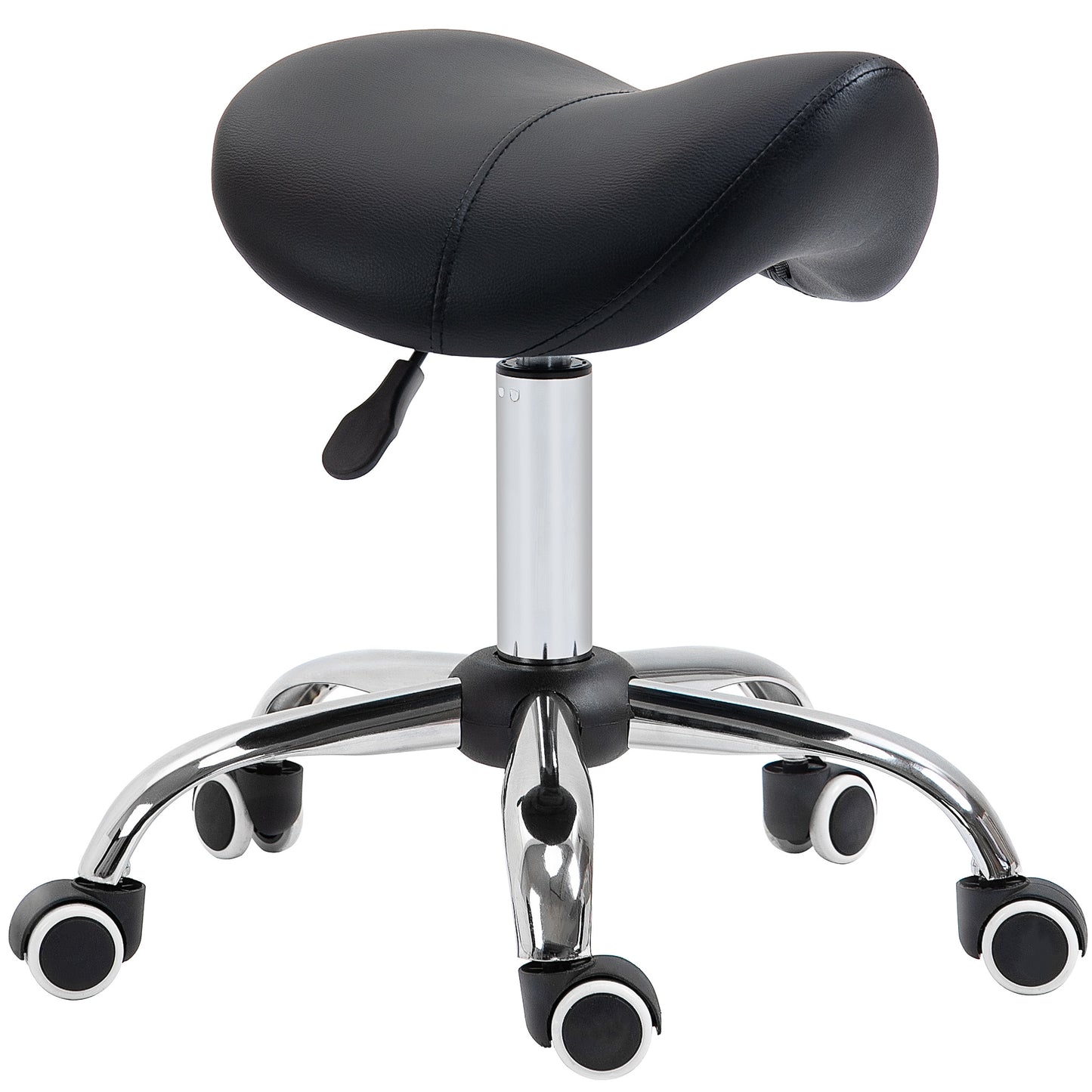AI62 Decor Height Adjustable Rolling Spa Chair with Faux Leather Seat