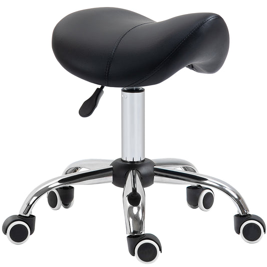 AI62 Decor Height Adjustable Rolling Spa Chair with Faux Leather Seat