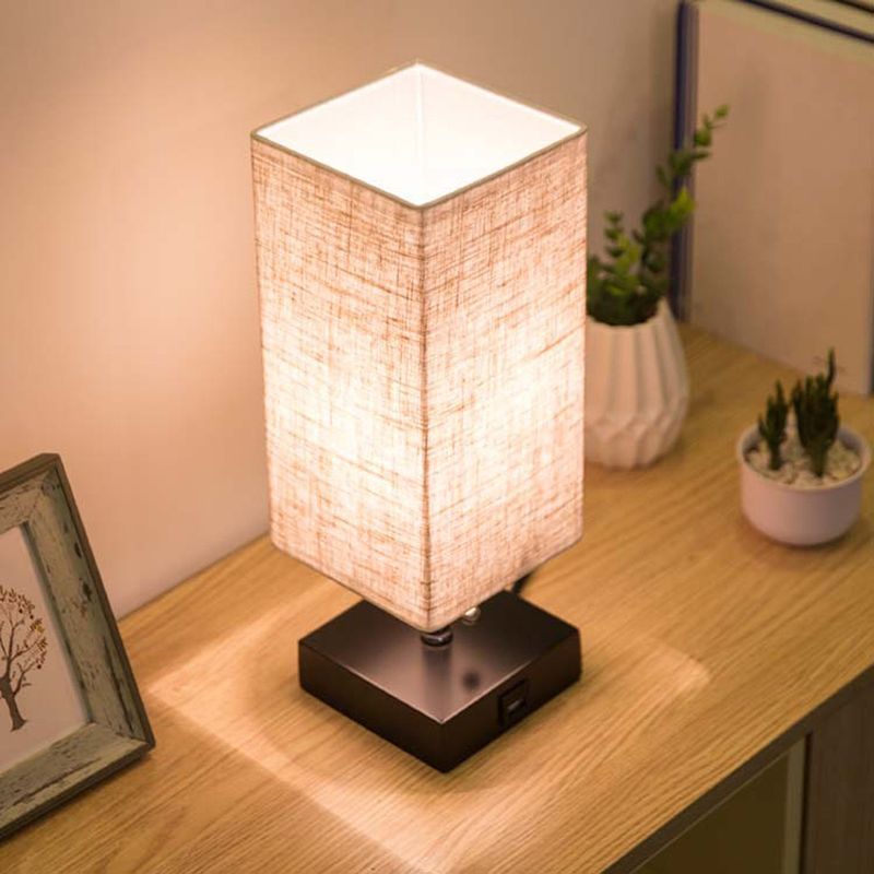 AI62 Decor Linen Square Table Lamp for Study & Bedroom