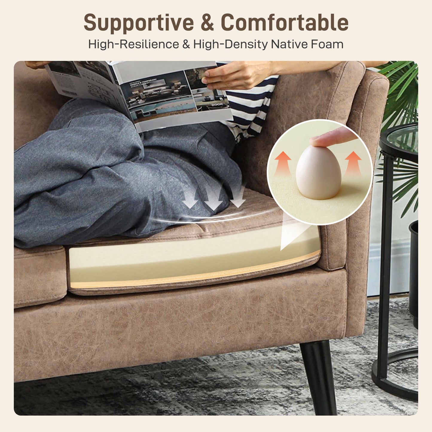 AI62 Decor Two-Seater Leathaire Sofa - Light Brown