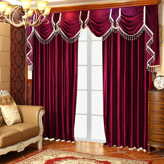 AI62 Decor Luxury Velvet Red Blackout Curtains for Living Room & Bedroom