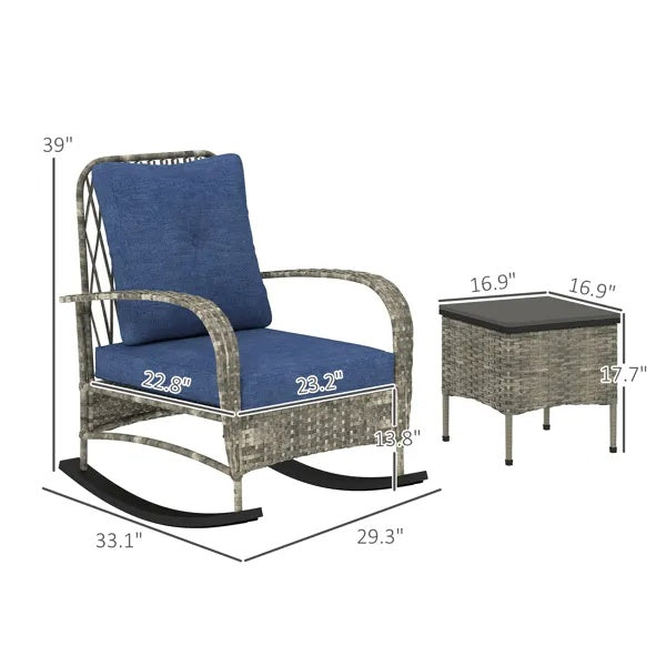AI62 Decor Rattan Chaise Lounge & Wicker Furniture Set