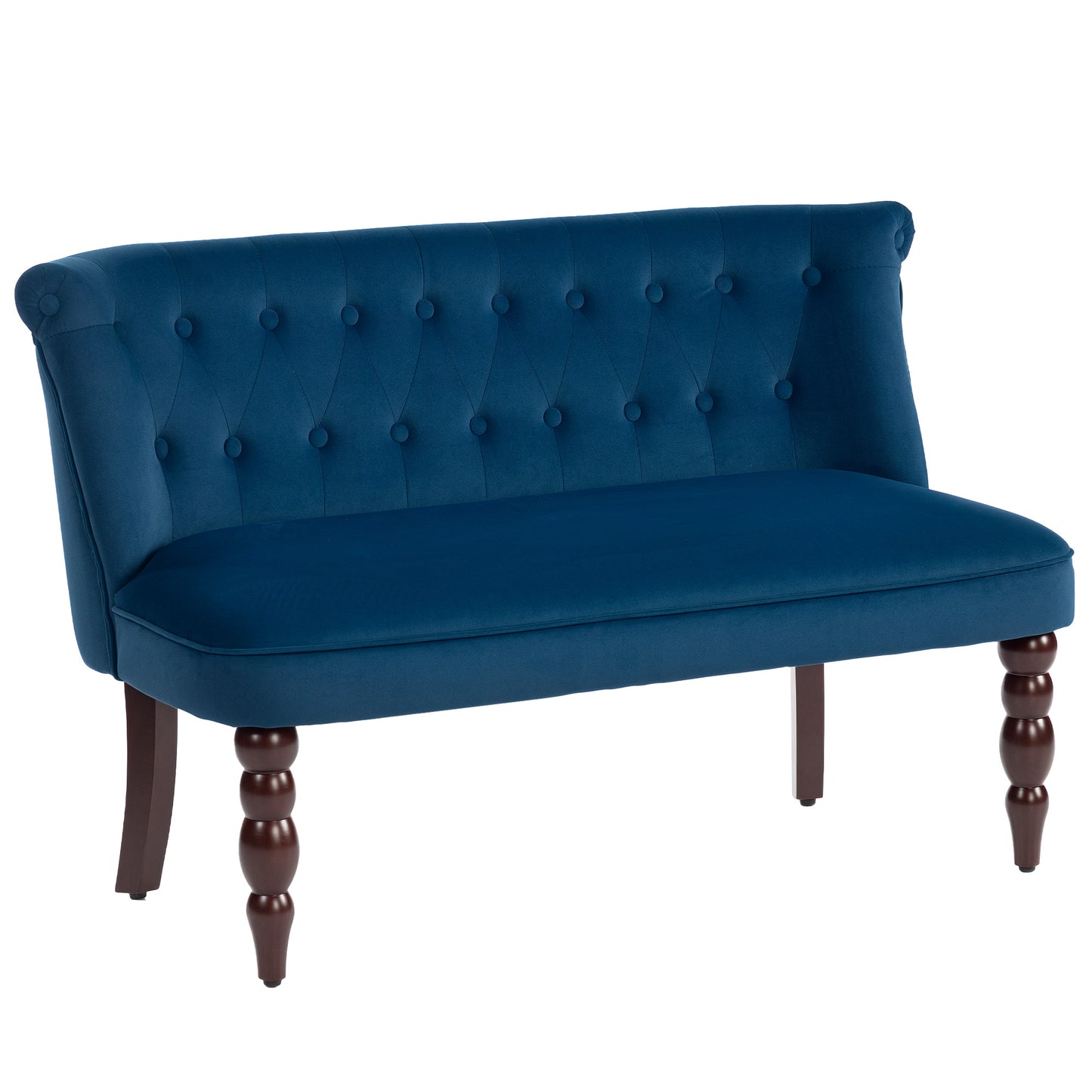 AI62 Decor Velvet 2-Seater Button Tufted Wingback Sofa – Dark Blue