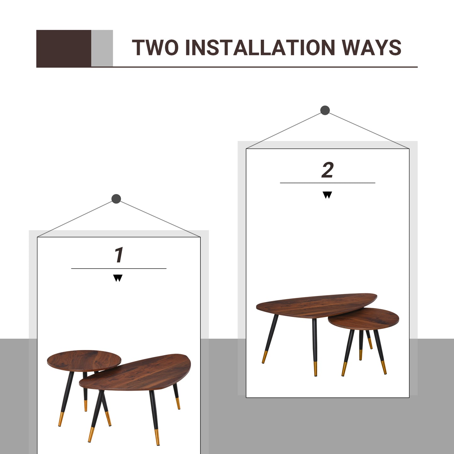 AI62 Decor Set Of Two Scandinavian-Style Coffee Tables - Walnut