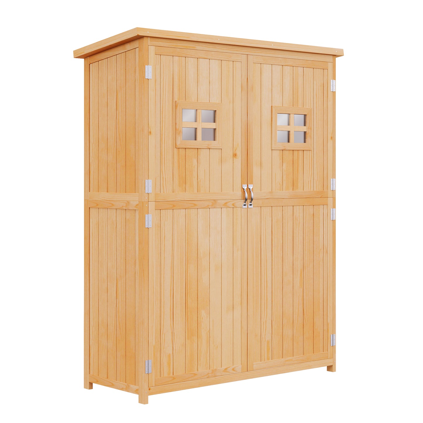AI62 Decor Wooden Garden Shed with Windows – Outdoor Tool Storage Cabinet